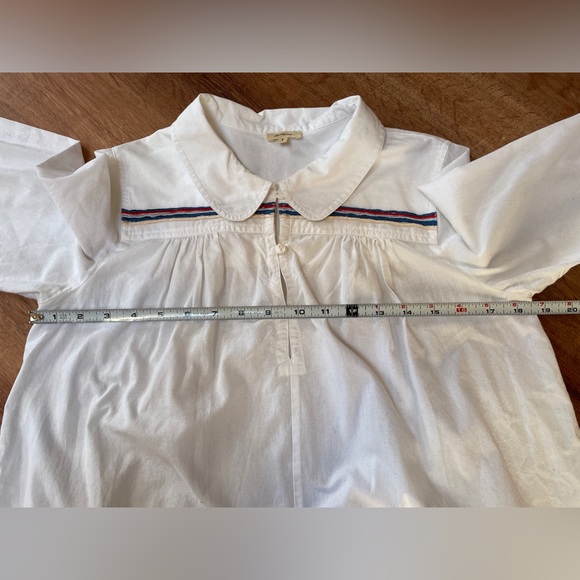Bellerose Womens Peasant Blouse Size 1 Peter Pan‎ Collar Embroidered Retro Puff - Picture 7 of 9